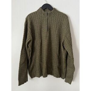 Vintage Tricots St Raphael L Merino Wool Sweater Green Cable Knit Grandpacore